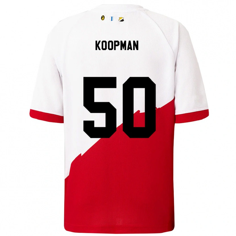 Danxen Kvinnor Kyra Koopman #50 Vit Röd Hemmatröja Matchtröjor 2025/26 Tröjor T-Tröja