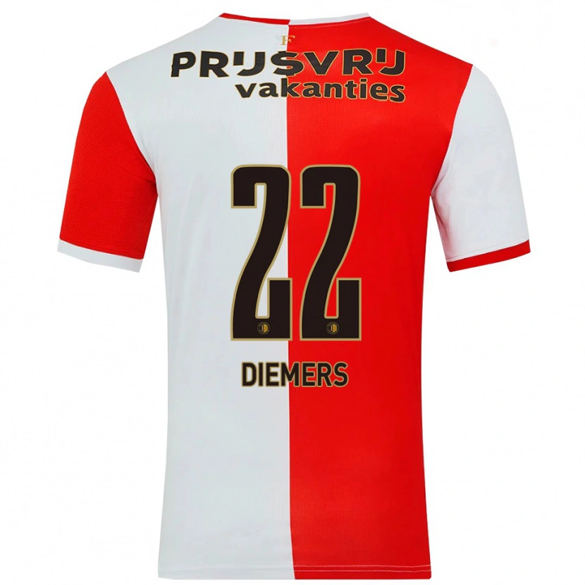Danxen Kvinnor Mark Diemers #22 Röd Vit Hemmatröja Matchtröjor 2025/26 Tröjor T-Tröja