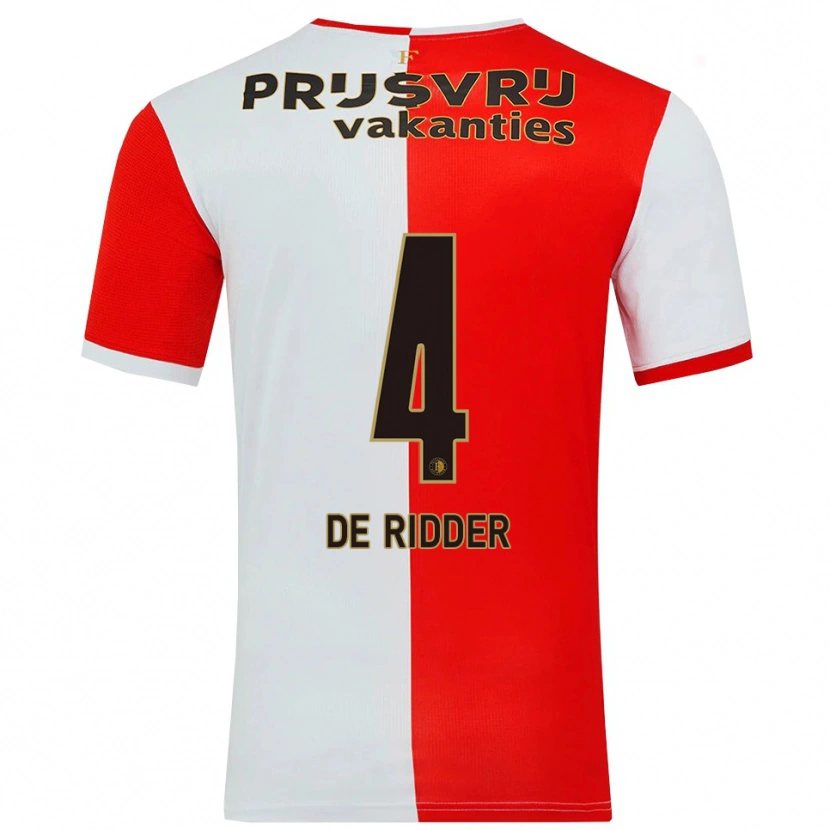 Danxen Kvinnor Robine De Ridder #4 Röd Vit Hemmatröja Matchtröjor 2025/26 Tröjor T-Tröja
