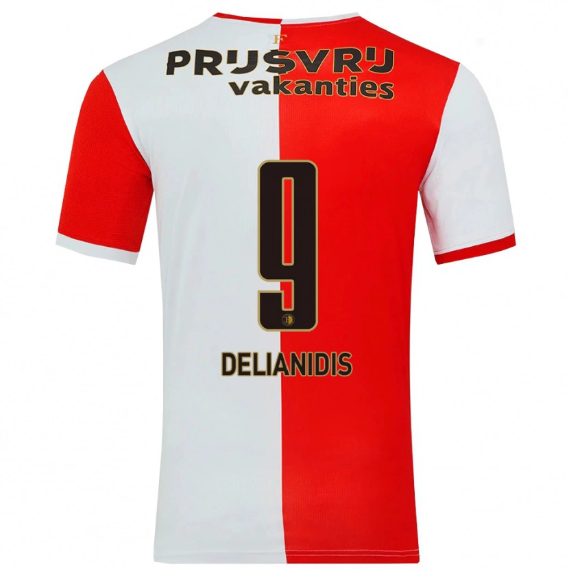 Danxen Kvinnor Theodoros Delianidis #9 Röd Vit Hemmatröja Matchtröjor 2025/26 Tröjor T-Tröja
