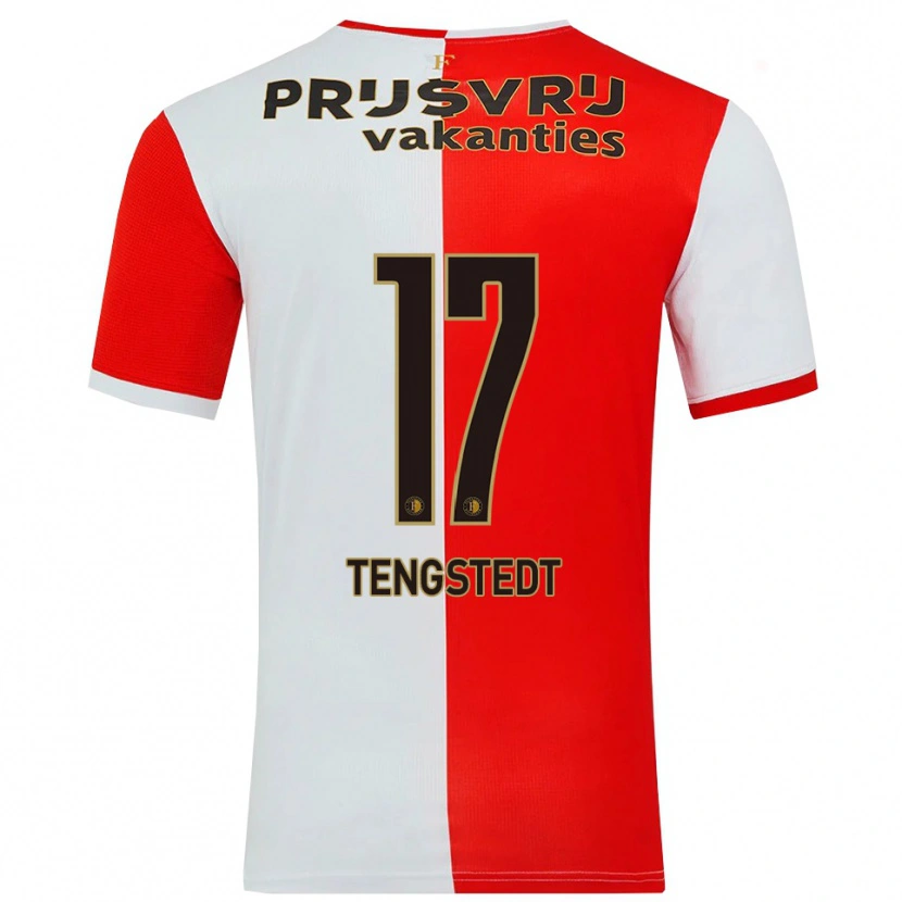 Danxen Kvinnor Casper Tengstedt #17 Röd Vit Hemmatröja Matchtröjor 2025/26 Tröjor T-Tröja