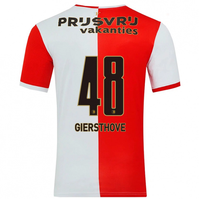 Danxen Kvinnor Djomar Giersthove #48 Röd Vit Hemmatröja Matchtröjor 2025/26 Tröjor T-Tröja