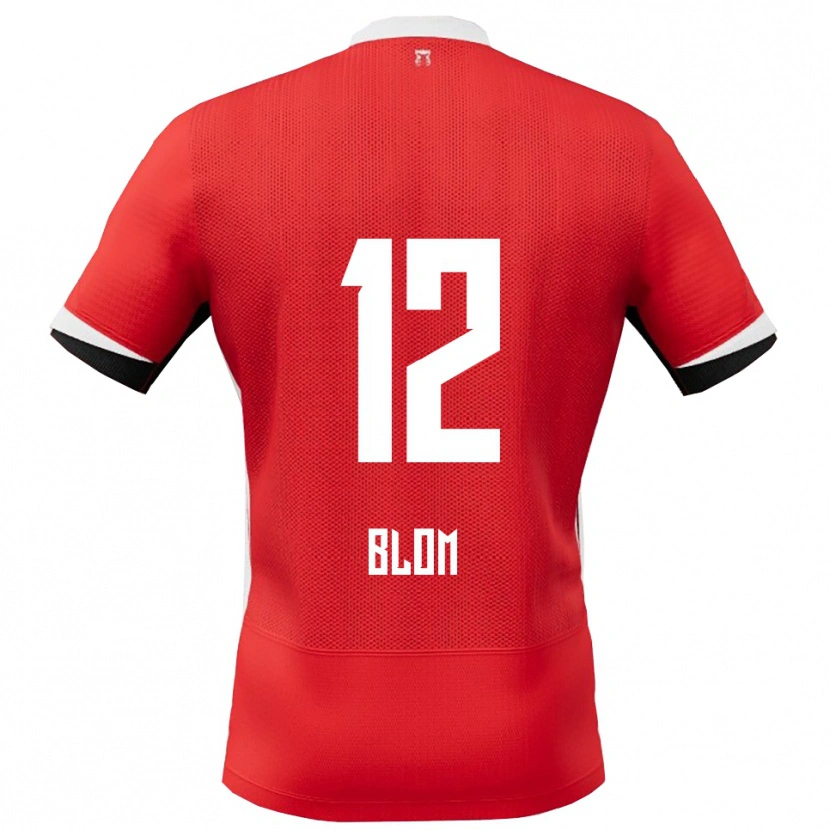 Danxen Kvinnor Robin Blom #12 Röd Vit Hemmatröja Matchtröjor 2025/26 Tröjor T-Tröja