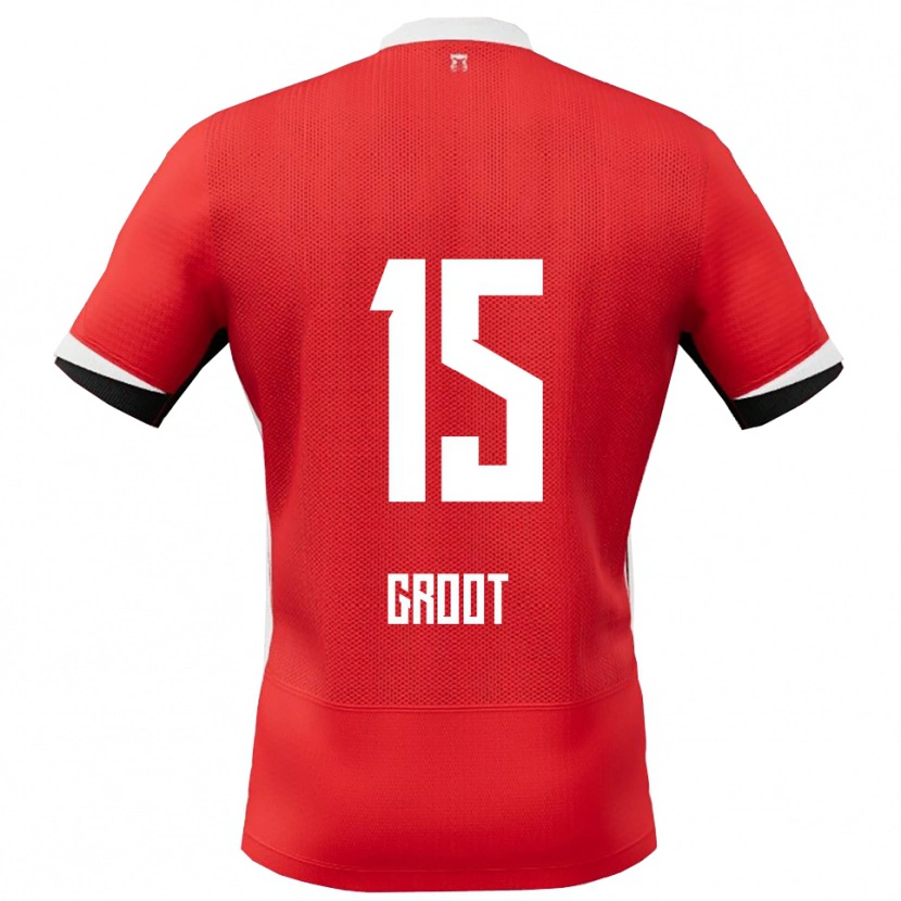Danxen Kvinnor Pleun Groot #15 Röd Vit Hemmatröja Matchtröjor 2025/26 Tröjor T-Tröja