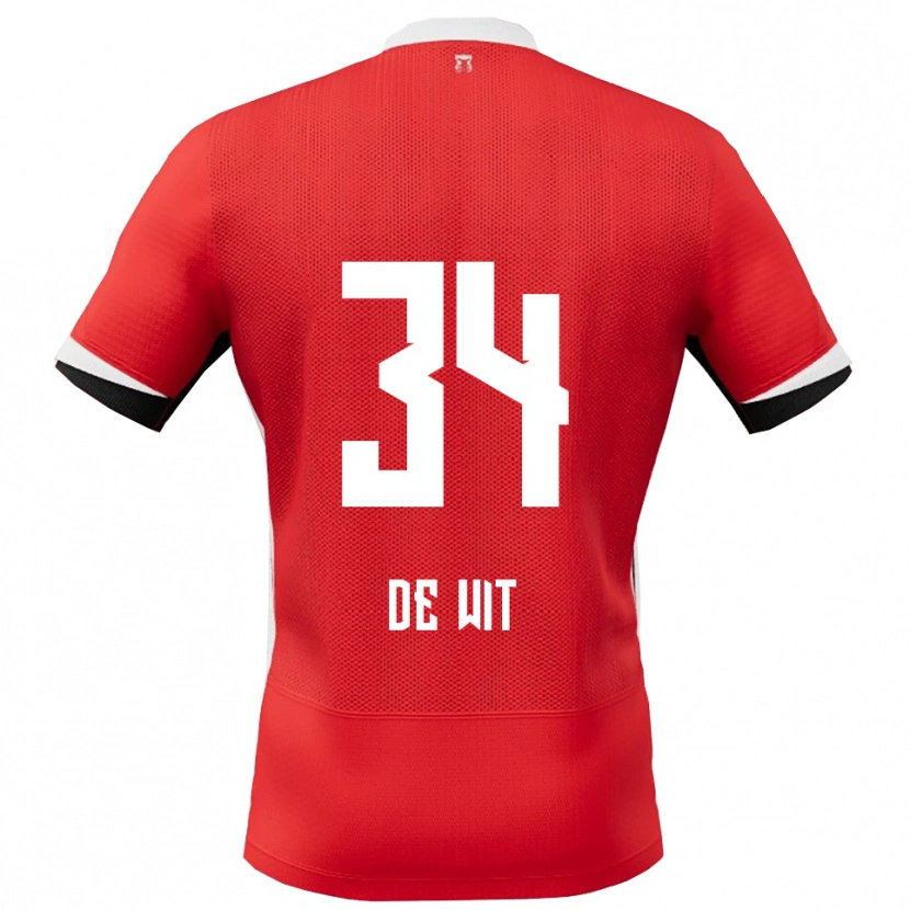 Danxen Kvinnor Mees De Wit #34 Röd Vit Hemmatröja Matchtröjor 2025/26 Tröjor T-Tröja