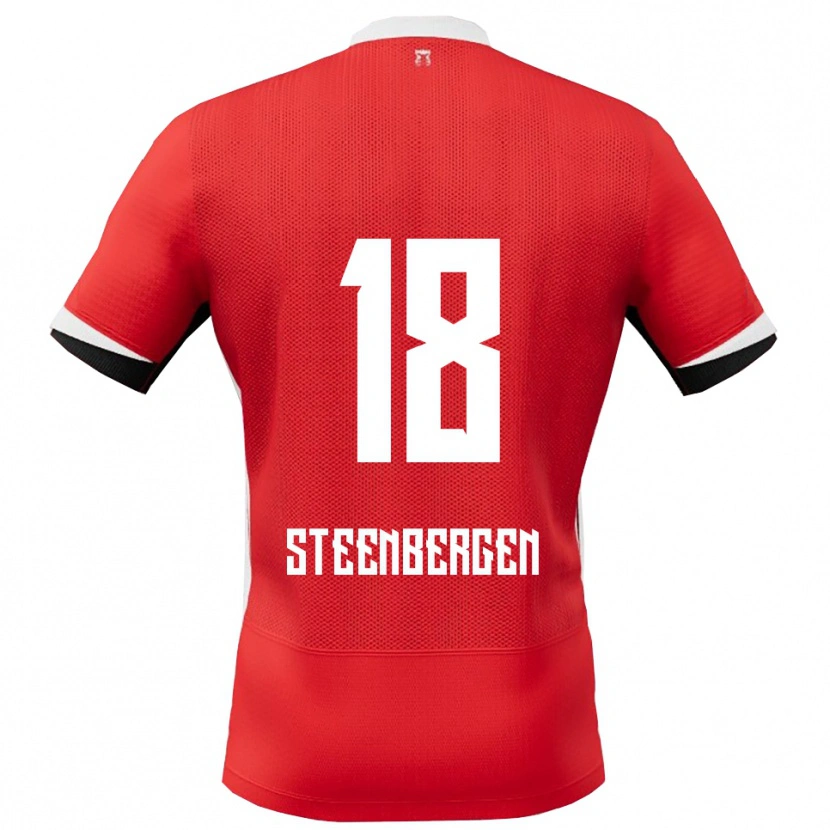 Danxen Kvinnor Thom Steenbergen #18 Röd Vit Hemmatröja Matchtröjor 2025/26 Tröjor T-Tröja