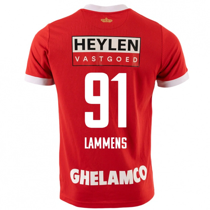 Danxen Kvinnor Senne Lammens #91 Röd Vit Hemmatröja Matchtröjor 2025/26 Tröjor T-Tröja