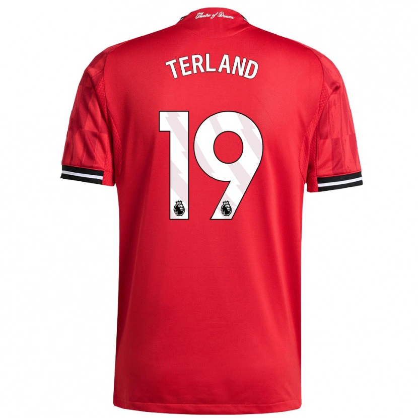 Danxen Kvinnor Elisabeth Terland #19 Röd Svart Vit Hemmatröja Matchtröjor 2025/26 Tröjor T-Tröja