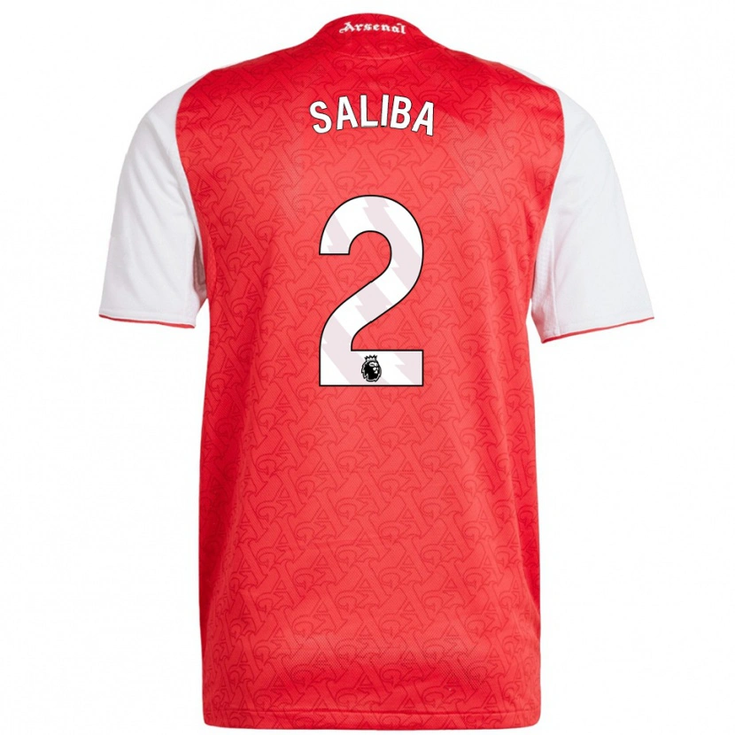 Danxen Kvinnor William Saliba #2 Röd Vit Hemmatröja Matchtröjor 2025/26 Tröjor T-Tröja