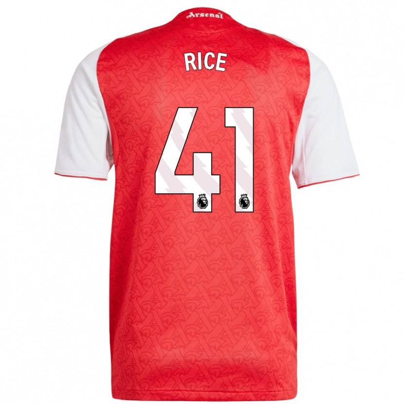 Danxen Kvinnor Declan Rice #41 Röd Vit Hemmatröja Matchtröjor 2025/26 Tröjor T-Tröja
