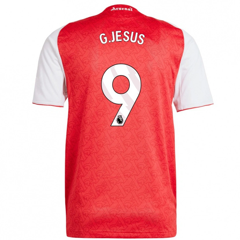 Danxen Kvinnor Gabriel Jesus #9 Röd Vit Hemmatröja Matchtröjor 2025/26 Tröjor T-Tröja