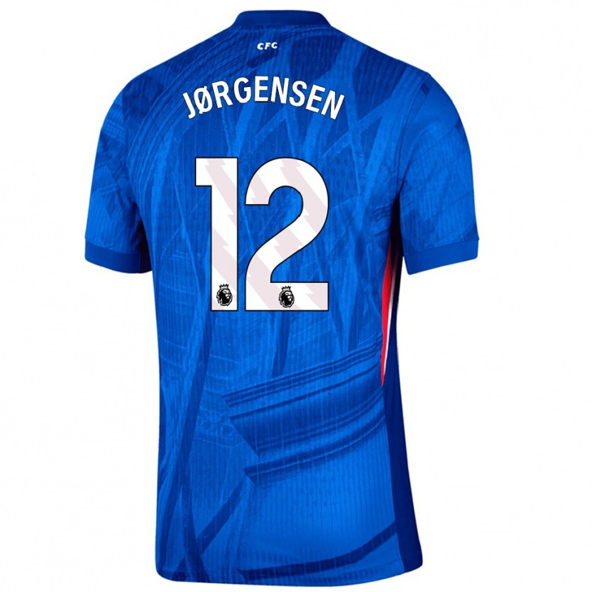 Danxen Kvinnor Filip Jørgensen #12 Blå Vit Hemmatröja Matchtröjor 2025/26 Tröjor T-Tröja