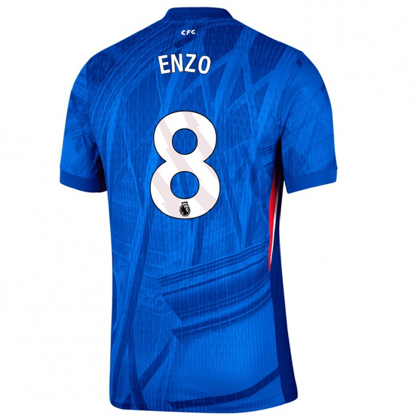 Danxen Kvinnor Enzo Fernández #8 Blå Vit Hemmatröja Matchtröjor 2025/26 Tröjor T-Tröja