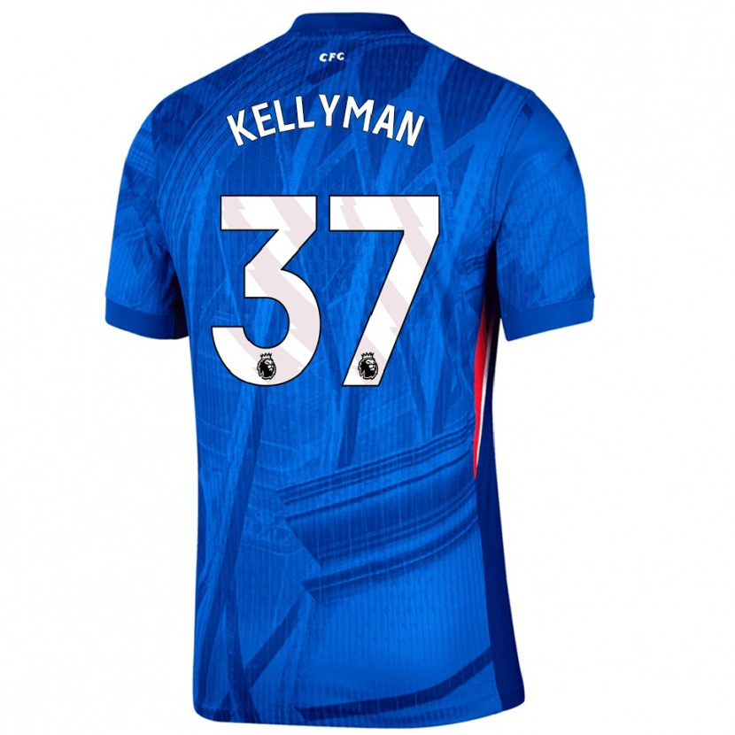 Danxen Kvinnor Omari Kellyman #37 Blå Vit Hemmatröja Matchtröjor 2025/26 Tröjor T-Tröja