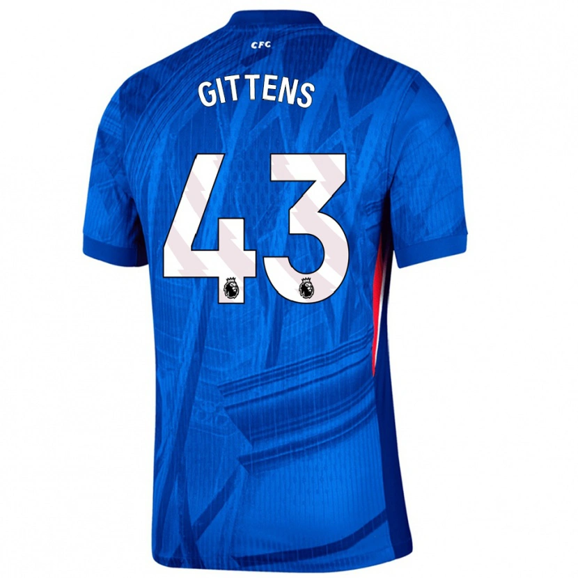 Danxen Kvinnor Jamie Gittens #43 Blå Vit Hemmatröja Matchtröjor 2025/26 Tröjor T-Tröja