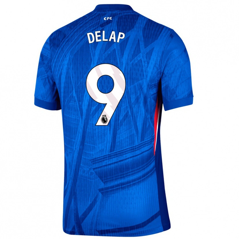 Danxen Kvinnor Liam Delap #9 Blå Vit Hemmatröja Matchtröjor 2025/26 Tröjor T-Tröja