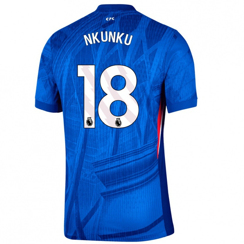 Danxen Kvinnor Christopher Nkunku #18 Blå Vit Hemmatröja Matchtröjor 2025/26 Tröjor T-Tröja