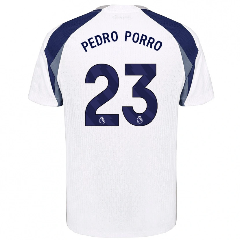 Danxen Kvinnor Pedro Porro #23 Vit Marinblå Hemmatröja Matchtröjor 2025/26 Tröjor T-Tröja