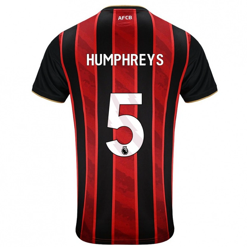 Danxen Kvinnor Holly Humphreys #5 Röd Svart Hemmatröja Matchtröjor 2025/26 Tröjor T-Tröja