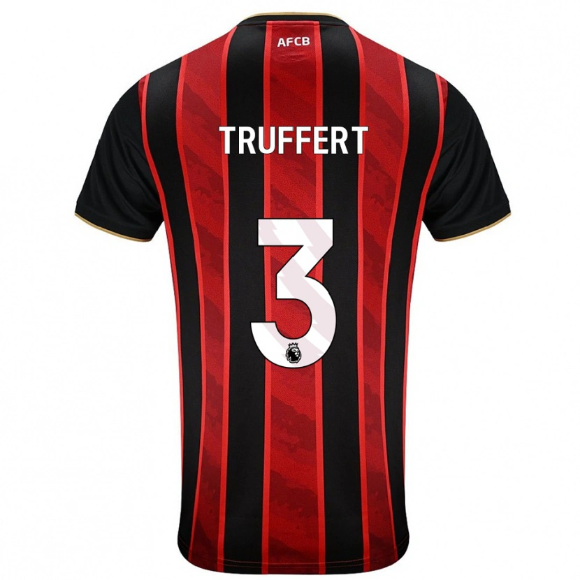 Danxen Kvinnor Adrien Truffert #3 Röd Svart Hemmatröja Matchtröjor 2025/26 Tröjor T-Tröja