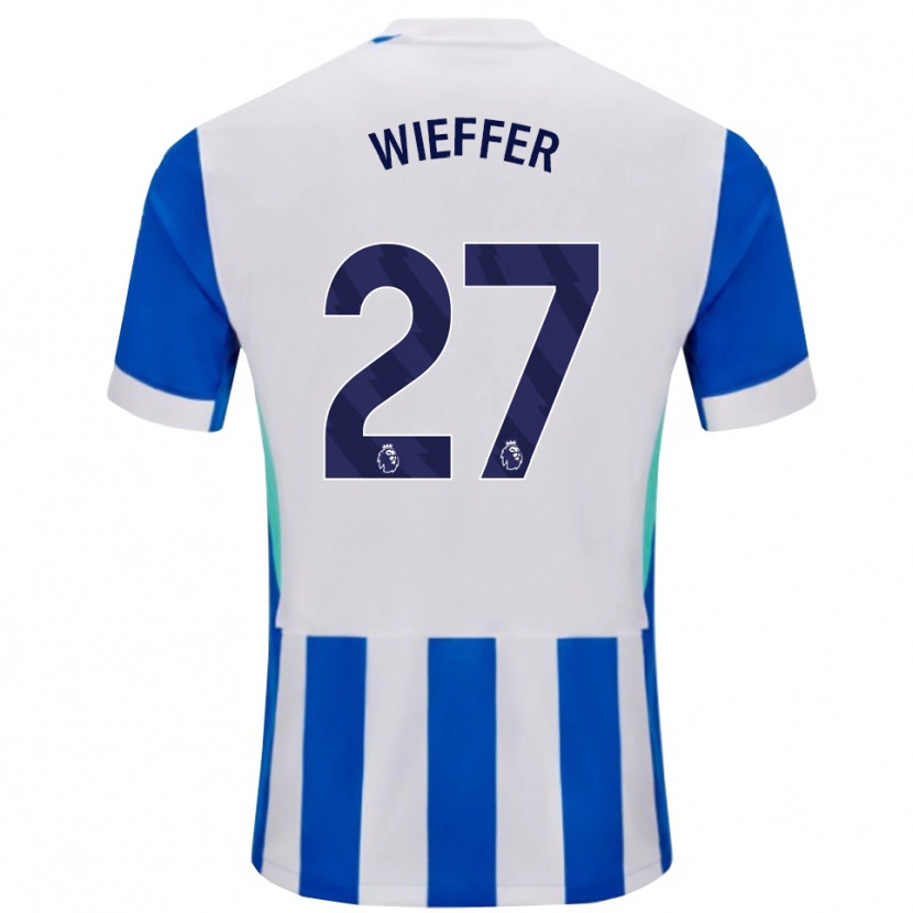 Danxen Kvinnor Mats Wieffer #27 Blå Vit Hemmatröja Matchtröjor 2025/26 Tröjor T-Tröja