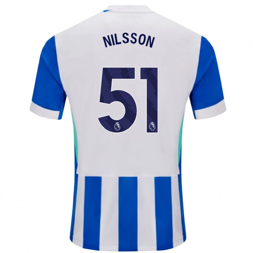 Danxen Kvinnor Casper Nilsson #51 Blå Vit Hemmatröja Matchtröjor 2025/26 Tröjor T-Tröja