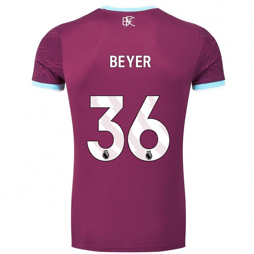 Danxen Kvinnor Jordan Beyer #36 Vinröd Himmelsblå Hemmatröja Matchtröjor 2025/26 Tröjor T-Tröja
