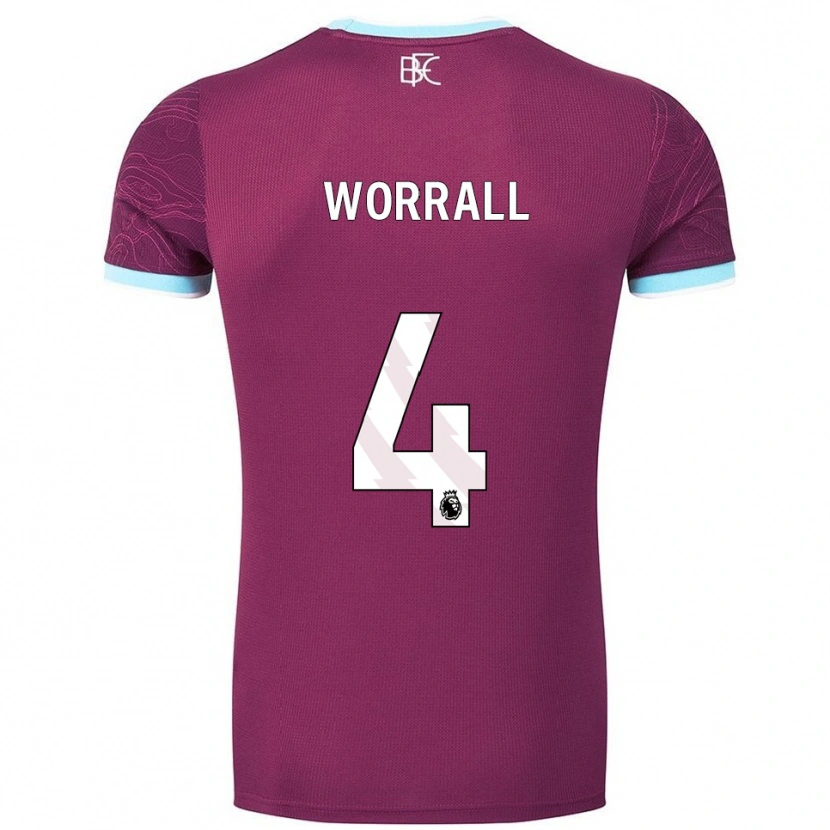 Danxen Kvinnor Joe Worrall #4 Vinröd Himmelsblå Hemmatröja Matchtröjor 2025/26 Tröjor T-Tröja