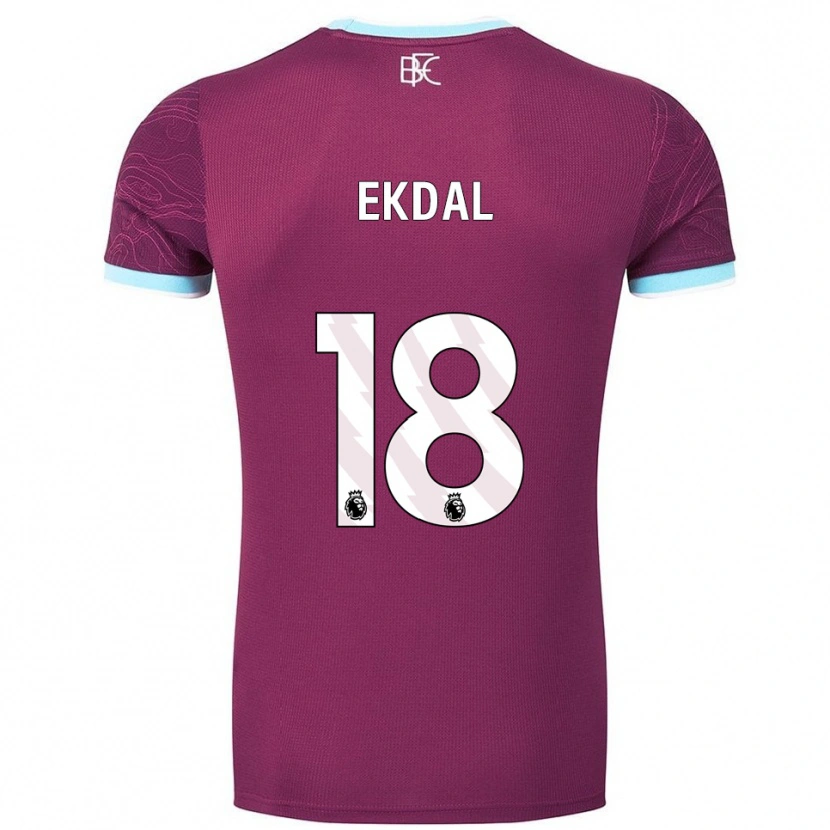 Danxen Kvinnor Hjalmar Ekdal #18 Vinröd Himmelsblå Hemmatröja Matchtröjor 2025/26 Tröjor T-Tröja