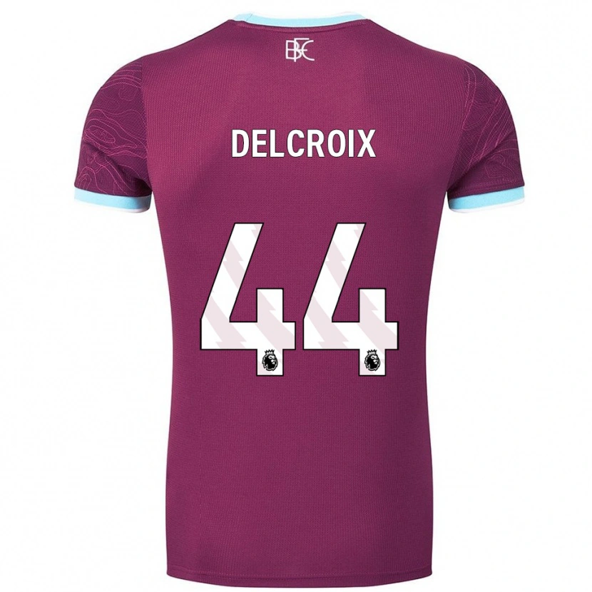 Danxen Kvinnor Hannes Delcroix #44 Vinröd Himmelsblå Hemmatröja Matchtröjor 2025/26 Tröjor T-Tröja