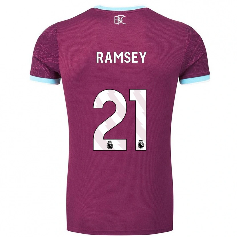Danxen Kvinnor Aaron Ramsey #21 Vinröd Himmelsblå Hemmatröja Matchtröjor 2025/26 Tröjor T-Tröja