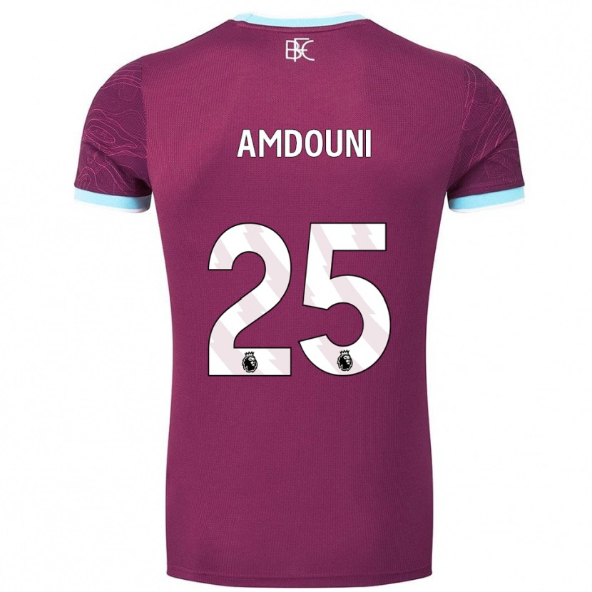 Danxen Kvinnor Zeki Amdouni #25 Vinröd Himmelsblå Hemmatröja Matchtröjor 2025/26 Tröjor T-Tröja