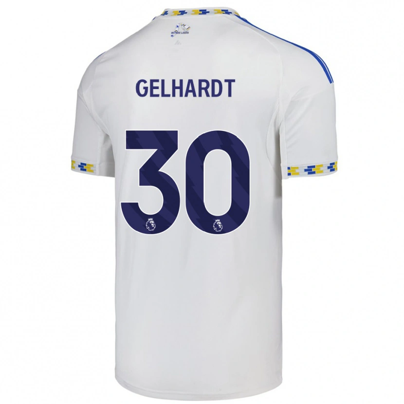 Danxen Kvinnor Joe Gelhardt #30 Vit Blå Hemmatröja Matchtröjor 2025/26 Tröjor T-Tröja