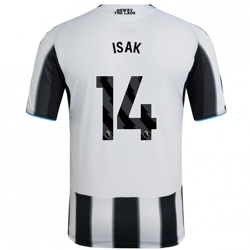 Danxen Kvinnor Alexander Isak #14 Svart Vit Hemmatröja Matchtröjor 2025/26 Tröjor T-Tröja
