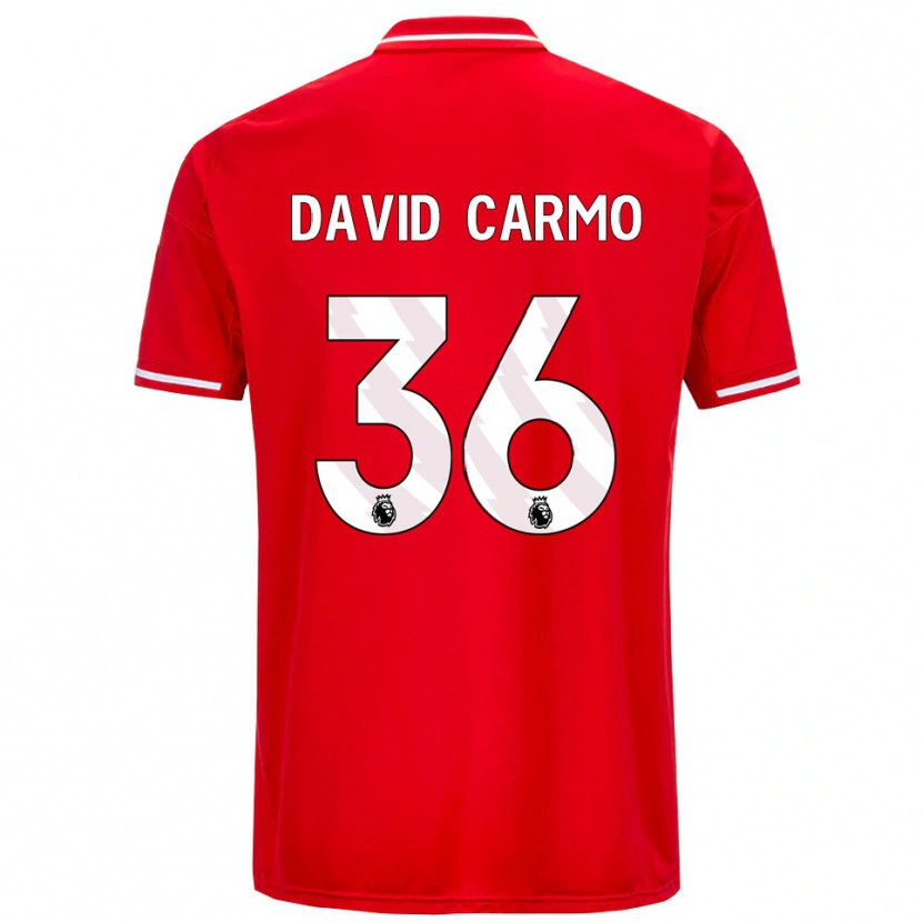 Danxen Kvinnor David Carmo #36 Röd Vit Hemmatröja Matchtröjor 2025/26 Tröjor T-Tröja