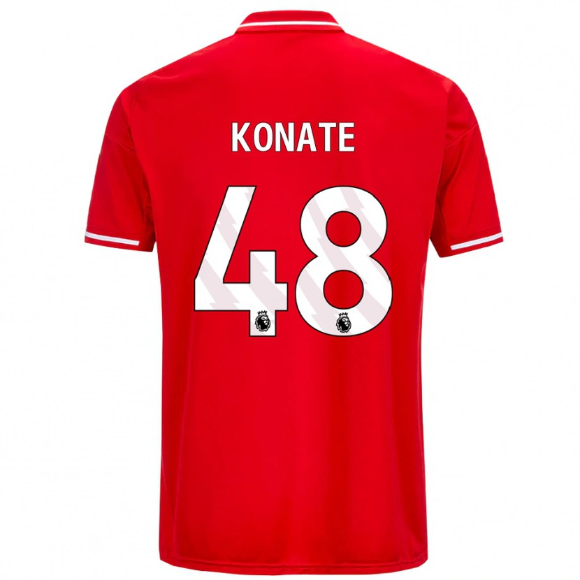 Danxen Kvinnor Ateef Konaté #48 Röd Vit Hemmatröja Matchtröjor 2025/26 Tröjor T-Tröja