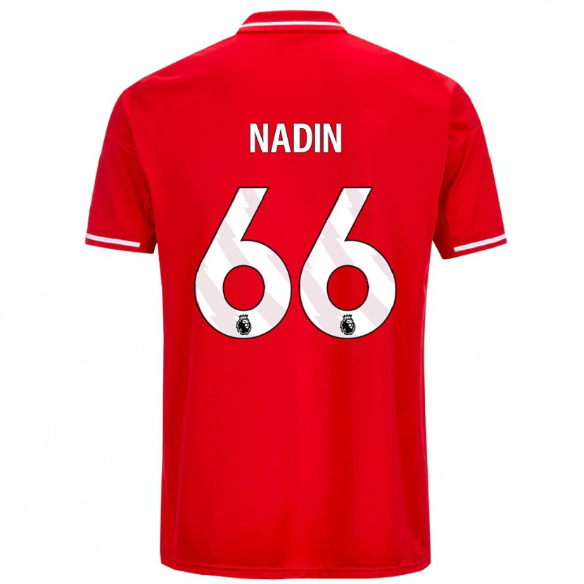 Danxen Kvinnor Jack Nadin #66 Röd Vit Hemmatröja Matchtröjor 2025/26 Tröjor T-Tröja