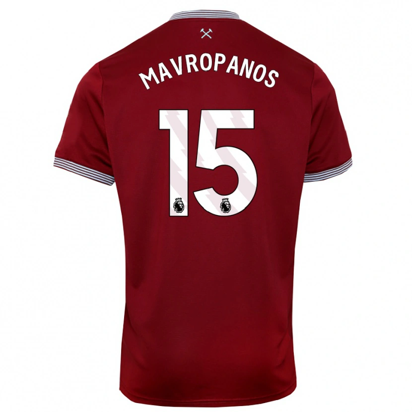 Danxen Kvinnor Konstantinos Mavropanos #15 Vinröd Vit Hemmatröja Matchtröjor 2025/26 Tröjor T-Tröja