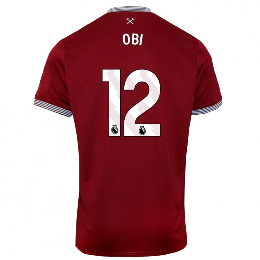 Danxen Kvinnor Chuk Obi #12 Vinröd Vit Hemmatröja Matchtröjor 2025/26 Tröjor T-Tröja