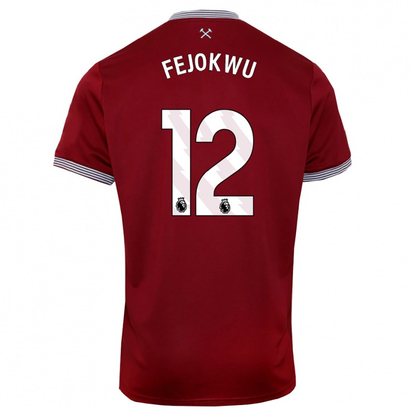 Danxen Kvinnor Emmanuel Fejokwu #12 Vinröd Vit Hemmatröja Matchtröjor 2025/26 Tröjor T-Tröja