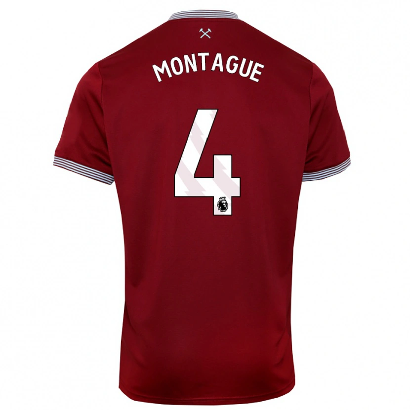 Danxen Kvinnor Harry Montague #4 Vinröd Vit Hemmatröja Matchtröjor 2025/26 Tröjor T-Tröja
