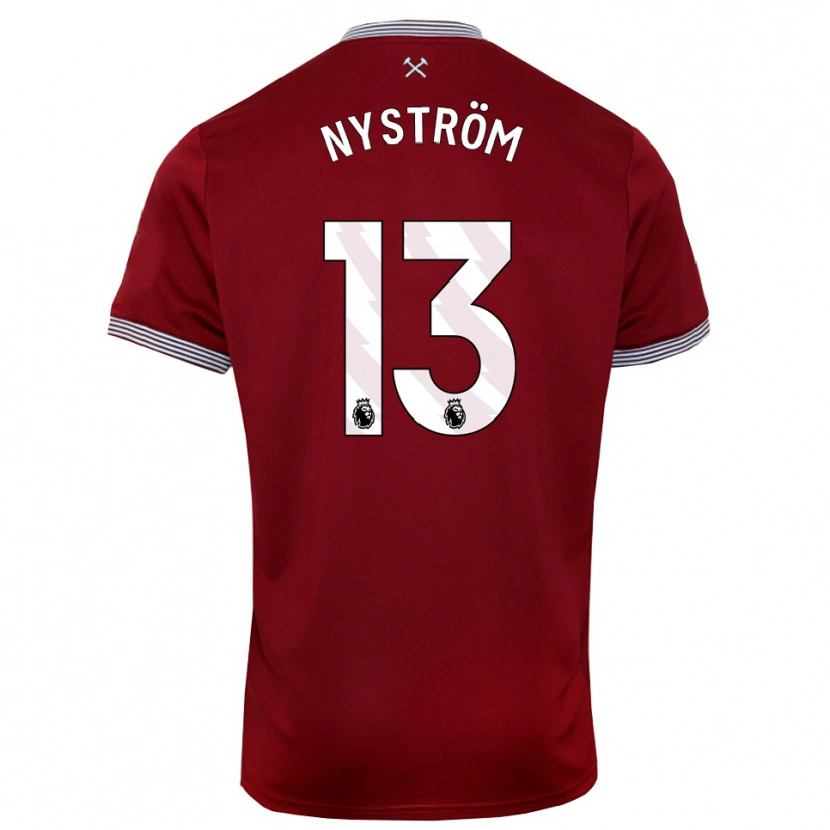 Danxen Kvinnor Eva Nyström #13 Vinröd Vit Hemmatröja Matchtröjor 2025/26 Tröjor T-Tröja