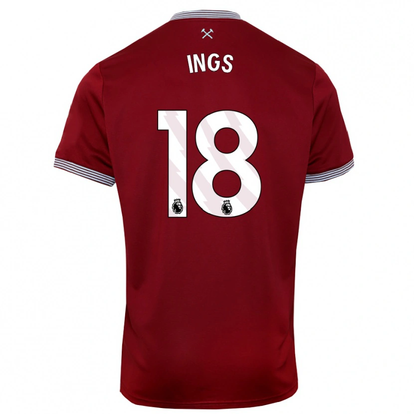 Danxen Kvinnor Danny Ings #18 Vinröd Vit Hemmatröja Matchtröjor 2025/26 Tröjor T-Tröja