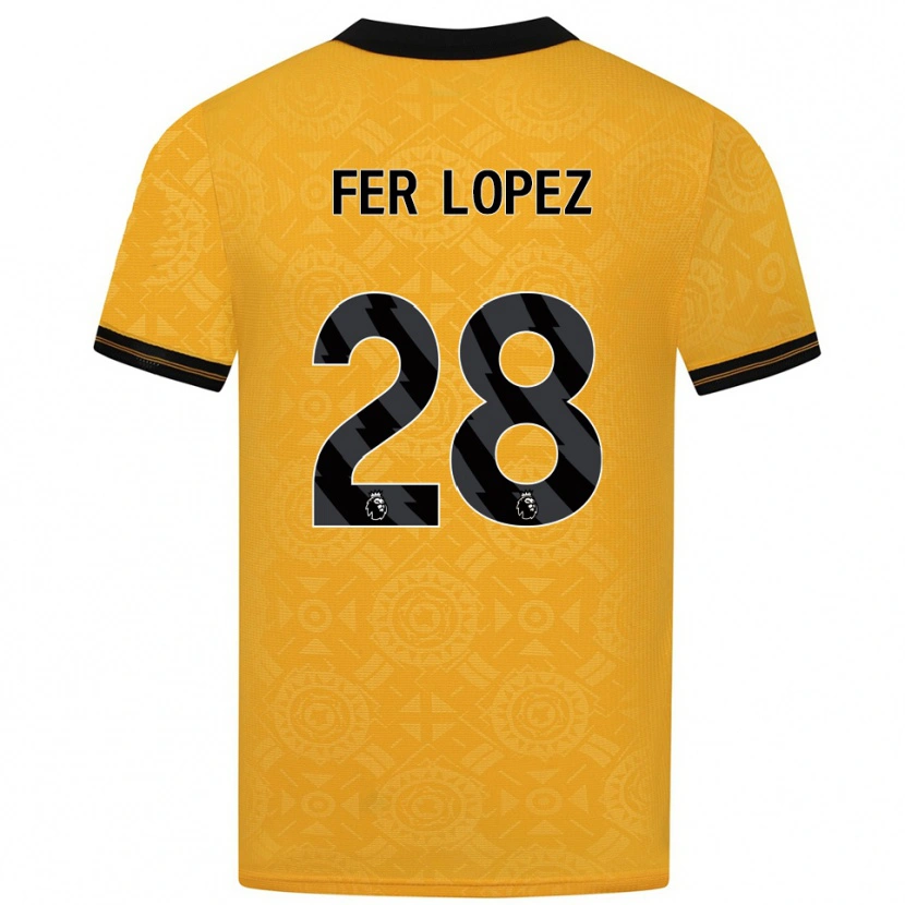 Danxen Kvinnor Fer López #28 Gul Svart Hemmatröja Matchtröjor 2025/26 Tröjor T-Tröja