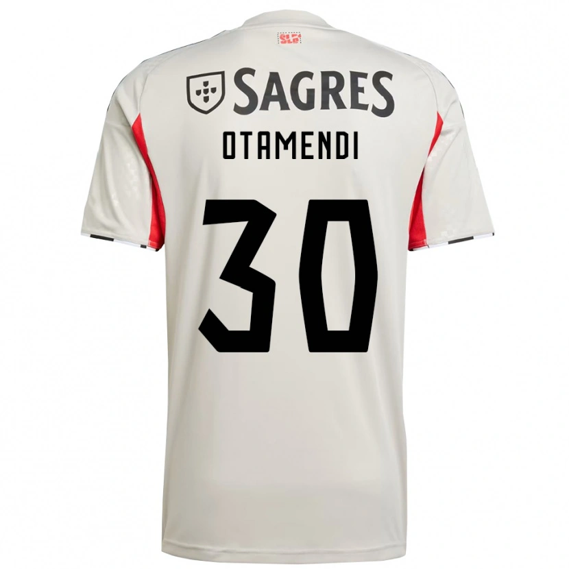 Danxen Kvinnor Nicolás Otamendi #30 Benvit Röd Bortatröja Matchtröjor 2025/26 Tröjor T-Tröja