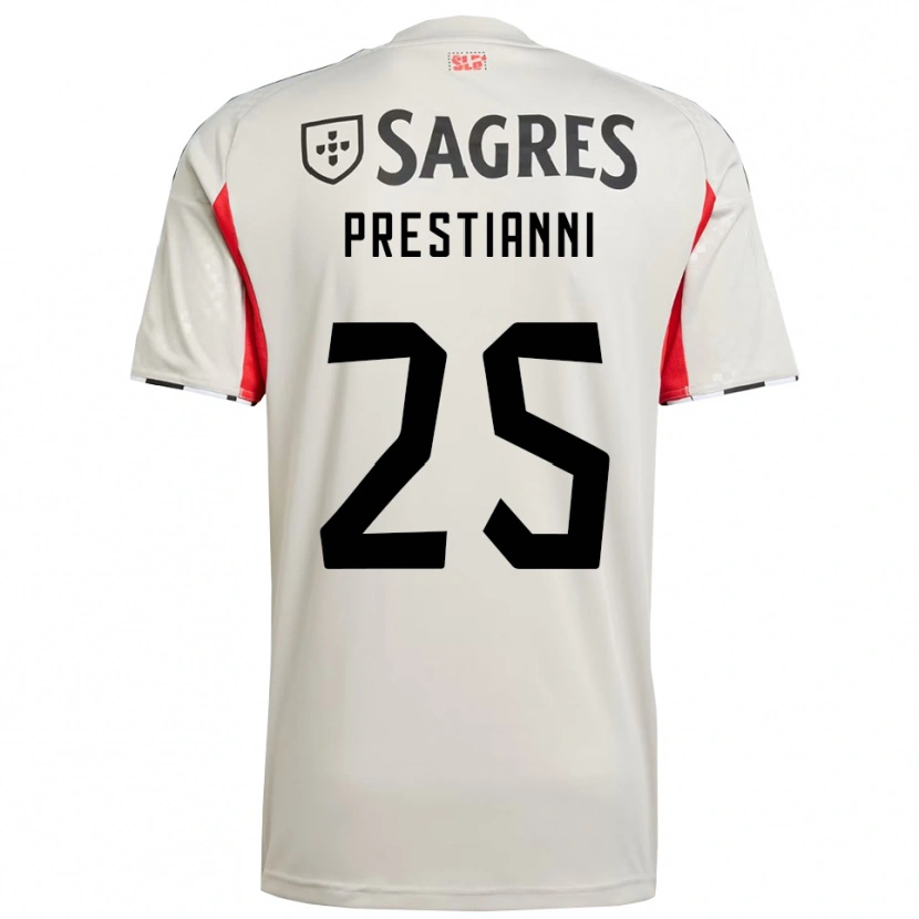 Danxen Kvinnor Gianluca Prestianni #25 Benvit Röd Bortatröja Matchtröjor 2025/26 Tröjor T-Tröja