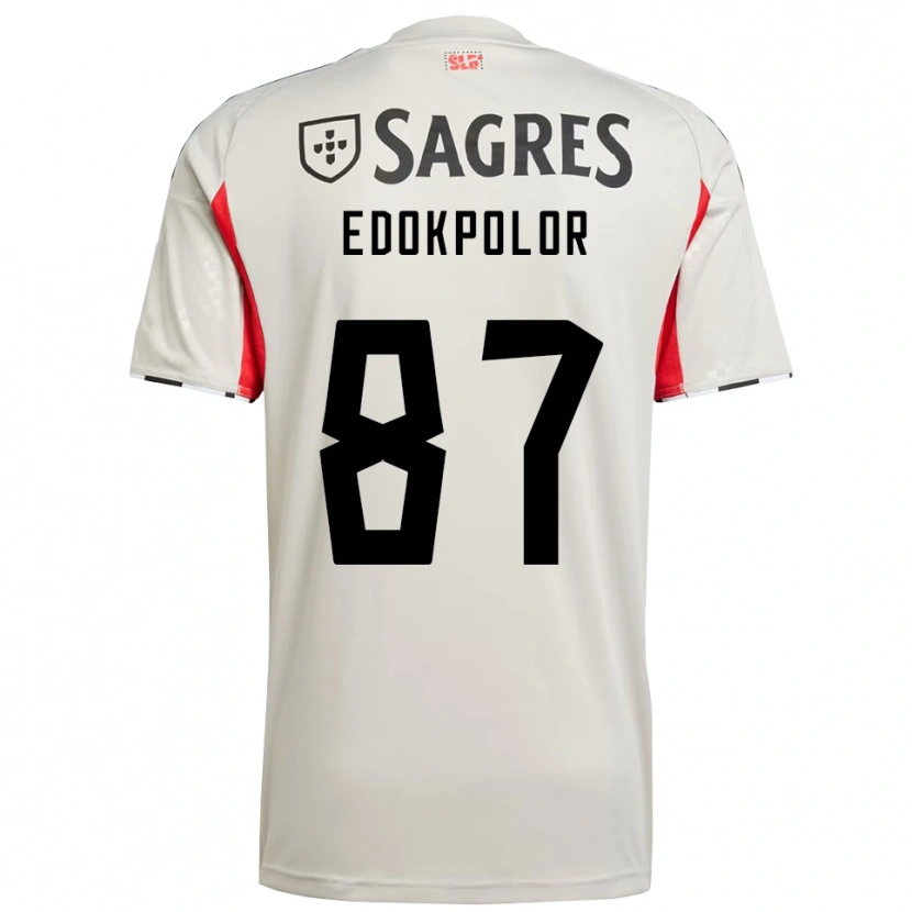 Danxen Kvinnor Peter Edokpolor #87 Benvit Röd Bortatröja Matchtröjor 2025/26 Tröjor T-Tröja