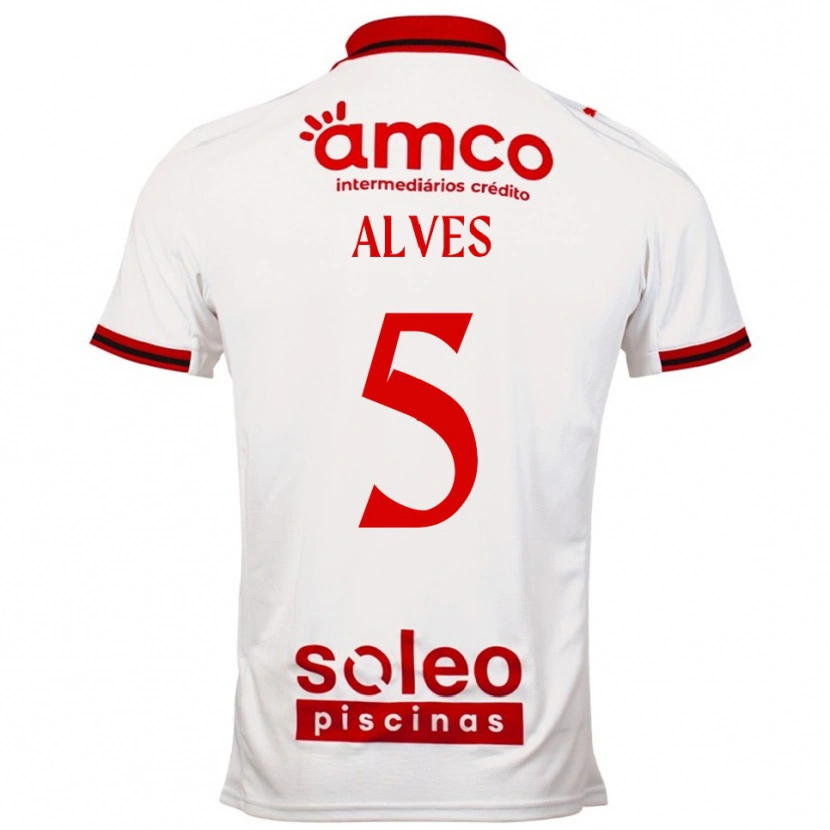 Danxen Kvinnor Eduardo Alves #5 Vit Röd Bortatröja Matchtröjor 2025/26 Tröjor T-Tröja