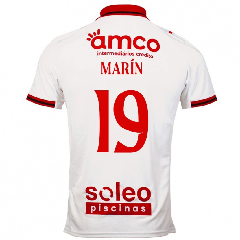 Danxen Kvinnor Adrián Marín #19 Vit Röd Bortatröja Matchtröjor 2025/26 Tröjor T-Tröja