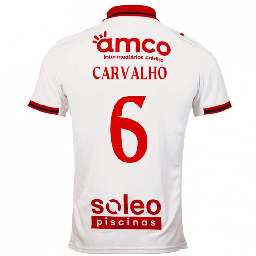 Danxen Kvinnor Vítor Carvalho #6 Vit Röd Bortatröja Matchtröjor 2025/26 Tröjor T-Tröja